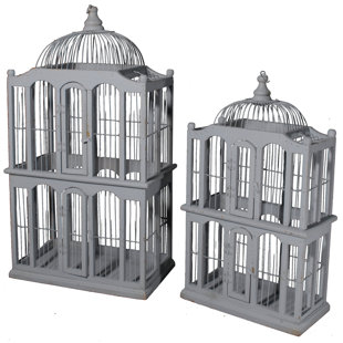 A&B HOME Decorative Bird House Or Cage (Set of 2)