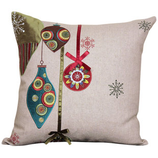 XIA HOME FASHIONS Noel Embroidered Linen Reversible Throw Pillow