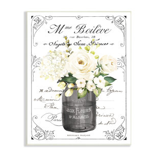 STUPELL INDUSTRIES " Vintage Parisian Bathroom Floral Bouquet White Flowers " by Lettered And Lined