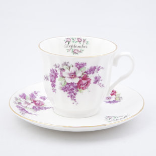 BUTTERCUP OF LONDON Flowers of the Month September 30cm Bone China Cup and Saucer