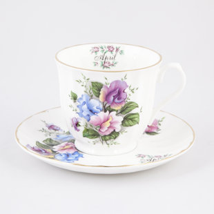 BUTTERCUP OF LONDON Flowers of the Month April 30cm Bone China Cup and Saucer