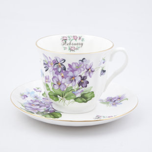 BUTTERCUP OF LONDON Flowers of the Month February 30cm Bone China Cup and Saucer