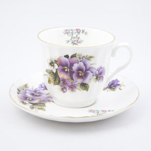 BUTTERCUP OF LONDON Flowers of the Month July 30cm Bone China Cup and Saucer