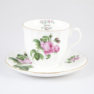 BUTTERCUP OF LONDON Flowers of the Month June 30cm Bone China Cup and Saucer