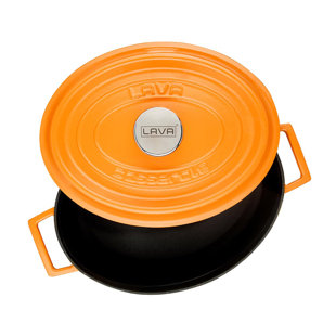 LAVA CAST IRON Lava Enameled Cast Iron Dutch Oven 5 Qt. Oval Spring Series with Trendy Lid