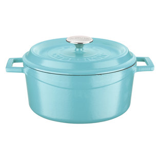 LAVA CAST IRON Lava Enameled Cast Iron Dutch Oven 4.75 Qt. Round Spring Series with Trendy Lid
