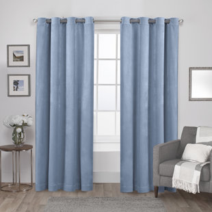 AMALGAMATED TEXTILES Exclusive Home Velvet Heavyweight Light Filtering Grommet Top Curtain Panel Pair