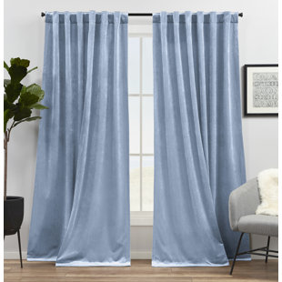 AMALGAMATED TEXTILES Exclusive Home Velvet Heavyweight Light Filtering Hidden Tab Top Curtain Panel Pair