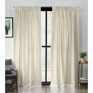 AMALGAMATED TEXTILES Loha Synthetic Solid Color Semi-Sheer Pinch Pleat Curtain Panels