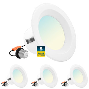 SUNPERIAN 4" Selectable CCT Remodel IC LED Retrofit Recessed Lighting Kit (Set of 4)