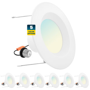 SUNPERIAN 6'' Selectable Color Temperature Dimmable Air-Tight IC Rated LED Retrofit Recessed Lighting Kit (Set of 6)