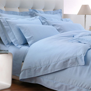 BELLINO FINE LINENS Millerighe 300 Thread Count Striped Egyptian-Quality Cotton Fitted Sheet