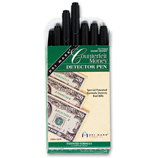 DRI-MARK PRODUCTS Smart Money Counterfeit Bill Detector Pen for Use with U.S. Currency, 12/Pack
