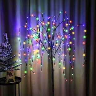 THE HOLIDAY AISLE® Solar LED Lighted Trees 4' Weeping Willow Blinking Decoration for Yard Pathway Patio