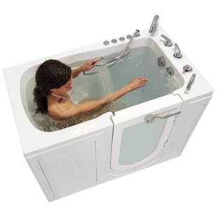 ELLA WALK IN BATHS Monaco 52" x 32" Walk-in Whirlpool Acrylic Bathtub with Faucet Heater Integrated Seat with Dual Drain Technology