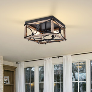 HOME ACCESSORIES INC 2 - Light 12'' Caged Square / Rectangle Flush Mount