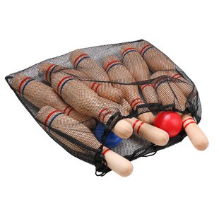 Sterling Games Solid Wood Bowling with Carrying Case