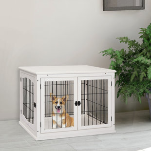 ARCHIE & OSCAR™ Stotts 26" Modern Wooden Dog Kennel, Pet Crate With Lockable Double Door Entrance, And Top Shelf