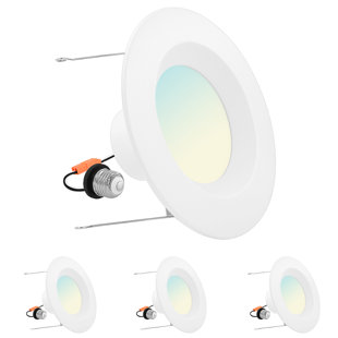 SUNPERIAN 6'' Selectable Color Temperature Dimmable Air-Tight IC Rated LED Retrofit Recessed Lighting Kit (Set of 4)