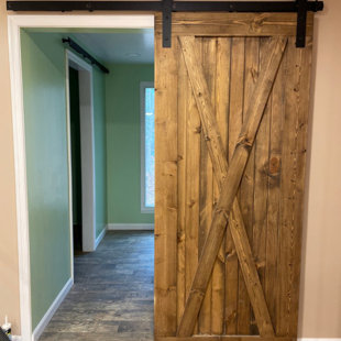 STUMPS CUSTOM WOOD 42'' x 84'' Solid Wood Paneled without Installation Hardware Kit Barn Door