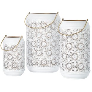 TORRE & TAGUS DESIGNS LTD. Safir Medallion Metal Cutout Lantern Candle Holders (Set of 3)