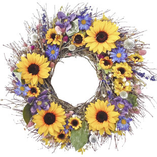 DRIED FLOWERS AND WREATHS LLC Faux Cosmos Wreath