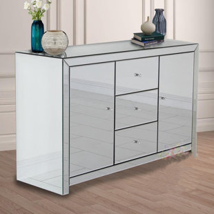 HOMEBELONGS 3 Drawer 51'' W Glass Combo Dresser