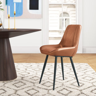 MERCURY ROW Mariners 52cm H Genuine Leather Upholstered Metal Upholstered Back Side Chair