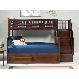 Blaisdell Staircase Solid Wood Bunk Bed with Roll Out Trundle Bed by Viv + Rae™