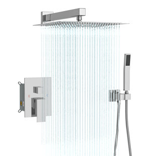 SARLAI 12" Wall Mounted Pressure Balancing Rain Shower System with Rough-in Valve and Trim Kit