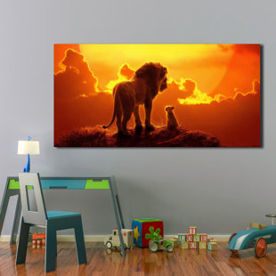WOODYMOOD " The Lion King Simba Sunset Movie 2019 Wall Art Canvas Poster Print Decor Sticker "