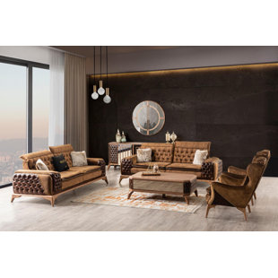 ZELLANO 4 - Piece Velvet Living Room Set