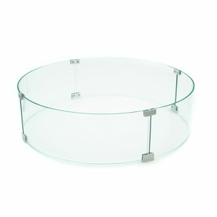 AMS FIREPLACE AMS Fire Pit Table Round Glass Wind Guard - Fire Flame Guard