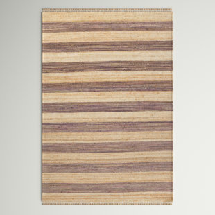 THREE POSTS™ Davian Handmade Flatweave Jute/Sisal Eggplant/Wheat Rug