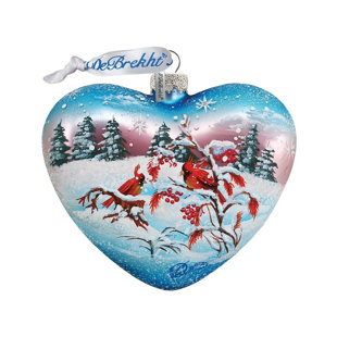 G DEBREKHT Holiday Splendor Winter Birds Heart Holiday Shaped Ornament