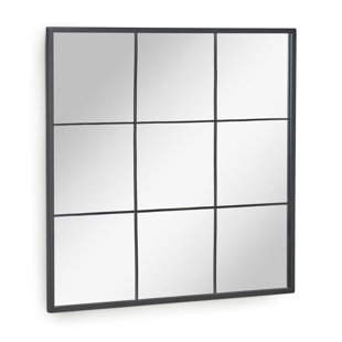 KAVE HOME Metal Framed Wall Mounted Bathroom Mirror in Black