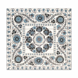 GALLERY 57 "Blue Suzani Pattern" Print on Planked Wood Wall Art