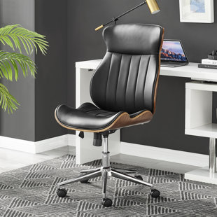 FURNITURE BOX Parka Executive Office Chair - Elegant Upholstered Faux Leather & Wood
