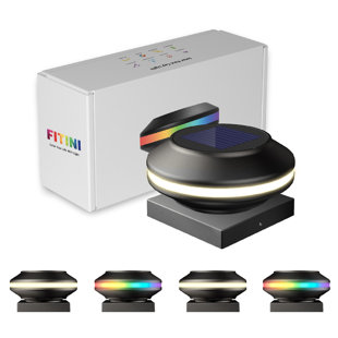 Ansauct Black Low Voltage Solar Powered Integrated LED Fence Post Cap Light with Base Adapter Included Pack (Set of 4)