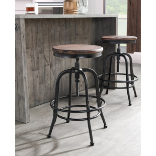 WILLISTON FORGE Juliaunna Solid Wood Adjustable Height Counter Stool