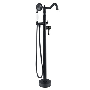 KISRAIS Single Handle Floor Mounted Bathtub Faucet with Handheld Shower Head