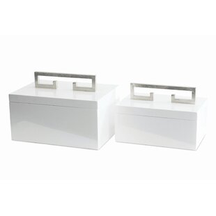 COUTURE, INC. Avondale Boxes, White with Silver (Set of 2)