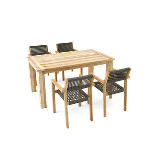 THREE POSTS™ Morones Rectangular Reclaimed Teak 4 Person Indoor Outdoor Dining Set