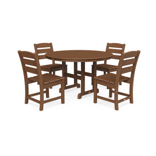 POLYWOOD® Lakeside 5-Piece Round Farmhouse Side Chair Dining Set (Set of 5)