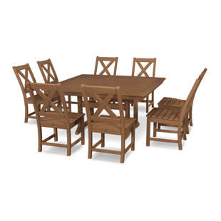 POLYWOOD® Braxton 9-Piece Nautical Trestle Dining Set (Set of 9)