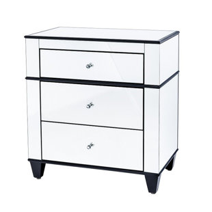 HOMEBELONGS Denson 3-Drawers Oversized Nightstand - Clear Mirror