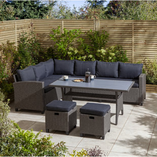 ROWLINSON 8-Sitzer Lounge-Set aus Rattan mit Polster