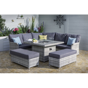 HARTMAN Heritage Grand Square Gas Fire Pit Casual Dining Set