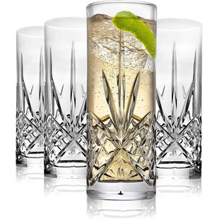 GODINGER SILVER ART CO Dublin Crystal Highball Glass 12oz (Set of 4)