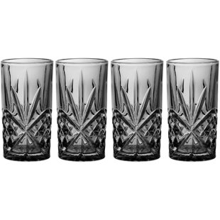GODINGER SILVER ART CO Dublin Crystal Midnight Highball Glass 12oz (Set of 4)